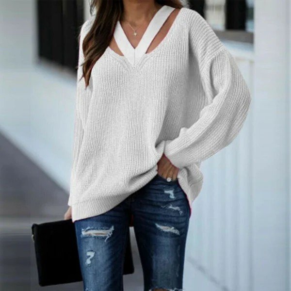 Autumn and winter solid color sweater loose sweater large